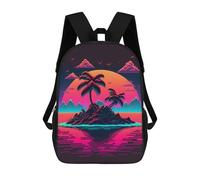 sinyumoney Neon Tropical Island Sunset -1 Mochila Escolar Infantil Impresa En 3D Para Niños, Mochilas De Viaje, Bolsas Para Libros, Mochila Escolar Infantil 17inch