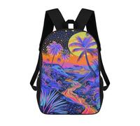 sinyumoney Neon Tropical Sunset Scene Mochila Escolar Informal Para El Día A Día, Para La Escuela, El Trabajo Y Los Viajes Para Hombres, Mujeres Y Adolescentes. 17inch