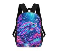 sinyumoney Neon Turtle Underwater Coral Reef 17inch Mochila Escolar Impresa En 3D Para Niños, Mochila Escolar Informal De Moda, Mochilas De Viaje Para Niños Y Estudiantes.