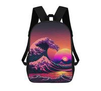 sinyumoney Neon Wave Sunset -1 Mochilas Mochilas Infantiles Mochila Escolar Mochila Escolar Infantil Impresa En 3D Mochilas De Viaje De Moda Para Niños De Primaria Y Secundaria 17inch