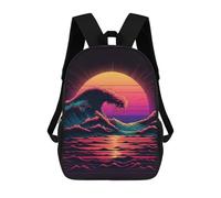sinyumoney Neon Wave Sunset Mochila Infantil, Mochila Escolar Infantil, Mochilas Escolares Impresas En 3D Para Niños Y Estudiantes Adolescentes 17inch