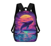 sinyumoney Neon Whale Sunset Art Print Mochila Escolar Ligera Mochila Escolar De Día Mochila Para Libros Para La Universidad Para Acampar Aventuras Al Aire Libre Y Viajes Diarios 17inch