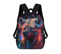 sinyumoney Neon Wolf Glasses Fashion Mochila Escolar Infantil De 17 Pulgadas, Impresa En 3D, Estilo Casual, Para Niños, Ideal Para Viajes, Como Mochila Escolar O Para Llevar Libros.