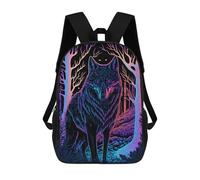 sinyumoney Neon Wolf in Forest Mochila Escolar Impresa En 3D Para Niños, Mochila Escolar, Mochilas De Viaje, Bolso Informal De Moda Para Niños Y Estudiantes 17inch