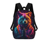 sinyumoney Neon Wolf in Meditation Mochila Infantil De Moda Divertida Mochila Escolar Para Niños Y Adolescentes Con Impresión 3D Para Niños 17inch