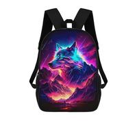 sinyumoney Neon Wolf Mountainscape Mochila Infantil, Mochila Escolar Infantil, Mochilas Escolares Impresas En 3D Para Niños Y Estudiantes Adolescentes 17inch