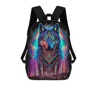 sinyumoney Neon Wolf Spirit Art Print Mochila Escolar Infantil Con Impresión 3D, Mochila Escolar Informal Para Niños De Primaria Y Secundaria 17inch