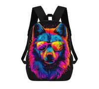 sinyumoney Neon Wolf Sunglasses Art Mochila Escolar Para El Trabajo, Negocios, Universidad, Escuela Para La Escuela/trabajo/viajes 17inch