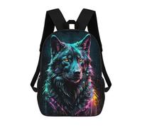 sinyumoney Neon Wolf Watercolor Portrait Mochilas Escolares Para La Escuela, Secundaria, Preparatoria Y Universidad. Mochilas De Viaje Para La Escuela/trabajo/viajes. 17inch