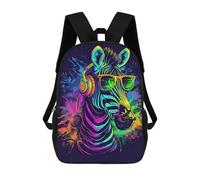 sinyumoney Neon Zebra Headphones Sunglasses Art Print Mochila Escolar Para El Trabajo, Negocios, Universidad, Escuela Para Hombres/mujeres 17inch