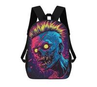 sinyumoney Neon Zombie Head Art Print Mochila Infantil De 17 Pulgadas, Mochila Escolar Con Estampado 3D De Dibujos Animados Para Niños Y Adolescentes.