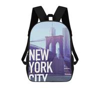 sinyumoney New York City Mochila Escolar Infantil De Moda Informal Mochilas Infantiles Impresas En 3D Mochila Grande Para Niño 17inch