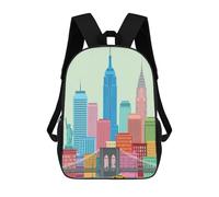 sinyumoney New York City Skyline Mochilas Infantiles Impresas En 3D, Mochilas De Moda Informales, Mochilas De Viaje Bonitas, Mochilas Informales Para Exteriores Para Niños Y Niñas 17inch