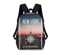 sinyumoney New York City US Big Apple Mochila Escolar Infantil De Moda Informal Mochilas Infantiles Impresas En 3D Mochila Grande Para Niño 17inch