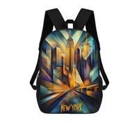 sinyumoney New York Dynamic Cubism - Modern Geometric Skyline Mochila Escolar Para Niños, Mochila Escolar De Gran Capacidad Para Niños, Mochila Escolar 3D, Regalos Para Niños 17inch