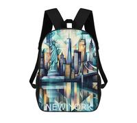 sinyumoney New York Geometric Skyline Art - Statue of Liberty Cityscape Mochilas Para Niños Mochila Escolar Mochila Escolar Impresa En 3D Para Niños Estudiantes De Primaria Y Secundaria 17inch