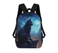 sinyumoney Night City Cat Mochila Infantil, Mochila Escolar De Gran Capacidad Para Estudiantes, Mochila Para Libros, Mochila Para Niños, Niñas, Adultos Y Adolescentes 17inch