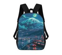 sinyumoney Night Cityscape with Snow-Capped Mountain Mochila Escolar Resistente Al Agua, Mochila De Viaje, Bolsa Para Computadora - Perfecta Para Viajes, Trabajo Y Uso Diario 17inch