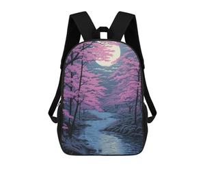 sinyumoney Night Japanese Painting Mochila Escolar Impresa En 3D Para Niños Y Niñas, Mochila Para Portátil Para Niños/estudiantes/adultos 17inch