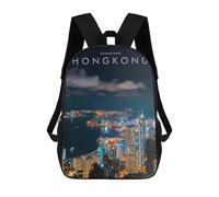 sinyumoney Night Lights of Hong Kong Mochila Escolar Infantil Con Impresión 3D, Mochila Escolar Informal Para Niños De Primaria Y Secundaria 17inch