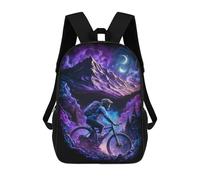 sinyumoney Night Mountain Bike Adventure Mochila Escolar Grande Para Niños Para El Campus, Actividades Al Aire Libre, Viajes Y Deportes 17inch