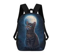 sinyumoney Night Sky Cat Moon -3 Mochila Escolar Impresa En 3D 17inch Mochilas De Moda Para Niños, Mochilas Escolares Para Niños De Primaria Y Secundaria