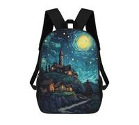 sinyumoney Night Village Under Starry Sky Mochilas Infantiles Mochila Escolar Mochila Impresa En 3D Para Niños Mochilas De Viaje Bolsas Para Libros Mochila Escolar Para Niños 17inch