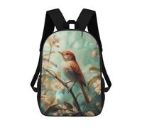 sinyumoney Nightingale Bird on Branch with Flowers Mochila Escolar Para Niños De 17 Pulgadas, Mochila Informal De Viaje Para Niños Y Niñas, Mochila De Gran Capacidad Para El Día A Día 17inch