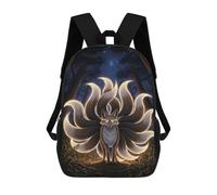 sinyumoney Nine-tailed Fox Enchanted Forest 17inch Mochilas Escolares Impresas En 3D, Mochilas Escolares De Moda Para Niños De Primaria Y Secundaria