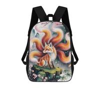 sinyumoney Nine-tailed Fox in Asian Landscape Mochila Escolar De 17 Pulgadas Impresa En 3D Mochilas Infantiles Mochila Genial Impresa En 3D Para Niños De Primaria Y Secundaria