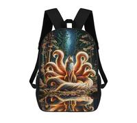 sinyumoney Nine-Tailed Fox in Forest Mochila Escolar Impresa En 3D 17inch Mochila Escolar Infantil Mochilas De Viaje Mochila Informal De Moda Para Niños Y Estudiantes