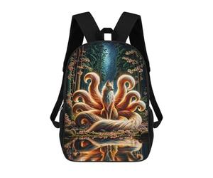sinyumoney Nine-Tailed Fox in Forest Mochila Escolar Impresa En 3D 17inch Mochila Escolar Infantil Mochilas De Viaje Mochila Informal De Moda Para Niños Y Estudiantes