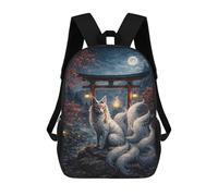 sinyumoney Nine-tailed Fox in Japanese Landscape Mochila Escolar De 17 Pulgadas Para Adolescentes, Con Estampado 3D, Ajustable Y Con Bolsillos, Ideal Para Niños, Niñas Y Estudiantes.