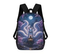 sinyumoney Nine-tailed Fox in Moonlight Garden Mochila Escolar Infantil De 17 Pulgadas Con Estampado 3D De Películas De Anime Para Niños, Mochila De Viaje, Mochila Escolar Infantil