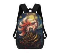sinyumoney Nine-tailed Fox in Starry Night Style Mochila Escolar Infantil Impresa En 3D Para Niños, Mochilas De Viaje, Bolsas Para Libros Para Niños Estudiantes De Primaria 17inch