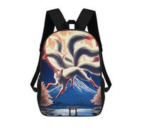 sinyumoney Nine-tailed Fox Mount Fuji Mochila Escolar Infantil De 17 Pulgadas Con Estampado 3D, Mochila Moderna Para Niños, Mochilas De Viaje, Bolsas Para Libros, Mochila Escolar Infantil