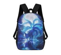sinyumoney Nine-Tailed Fox Under Moonlight Mochilas Para Niños 17inch Mochila Escolar Mochila Escolar Impresa En 3D Para Niños De Primaria Y Secundaria