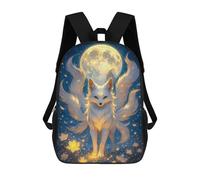 sinyumoney Nine-tailed Fox Under The Moon Mochilas Para Niños 17inch Mochila Escolar Mochila Escolar Impresa En 3D Para Niños De Primaria Y Secundaria