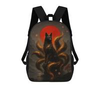 sinyumoney Nine-tailed Fox with Red Moon Mochila Escolar Secundaria Informal Para Viajes Para Niños/niñas/adolescentes 17inch