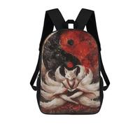 sinyumoney Nine-Tailed Fox Yin Yang Mochila Infantil De 17 Pulgadas, Mochila Escolar Con Estampado 3D De Dibujos Animados Para Niños Y Adolescentes.