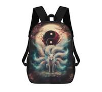 sinyumoney Nine-Tailed Fox Yin Yang Mochilas Para Niños Mochila Escolar Mochila Escolar Impresa En 3D Para Niños Estudiantes De Primaria Y Secundaria 17inch