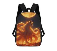 sinyumoney Nine-tailed Full Moon 17inch Mochilas Escolares Impresas En 3D, Mochilas Escolares De Moda Para Niños De Primaria Y Secundaria