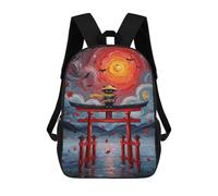 sinyumoney Ninja Cat at Torii Gate Painting Mochila Escolar Infantil Impresa En 3D Para Niños, Mochilas De Viaje, Bolsas Para Libros Para Niños Estudiantes De Primaria 17inch