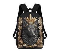 sinyumoney Noble King Wolf Mochila Escolar Infantil De 17 Pulgadas, Mochila Escolar Impresa En 3D Para Niños De Primaria Y Secundaria