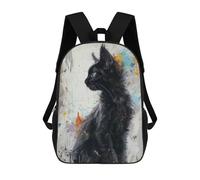 sinyumoney Noir Feline Elegance Mochila Escolar Impresa En 3D Mochilas Informales Para Niños Mochila Escolar Impresa En 3D Para Niños De Primaria Y Secundaria 17inch