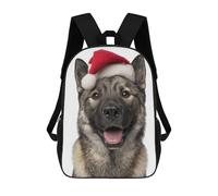 sinyumoney Norwegian Elkhound Dog with Santa Hat Portrait Mochila Escolar Infantil De Moda Informal Mochilas Infantiles Impresas En 3D Mochila Grande Para Niño 17inch