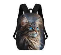 sinyumoney Norwegian Forest Cat with Blue Eyes Mochilas De 17 Pulgadas Para Niños, Mochilas Escolares Impresas En 3D Para Estudiantes De Primaria Y Secundaria, Para Niños Y Niñas.