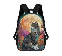 sinyumoney Norwegian Forest Cat with Night Garden Mochila Escolar Mochila Para Niños Impresa En 3D Mochilas Infantiles Para Niños Y Niñas Mochilas Escolares Mochilas De Viaje Para Niños 17inch
