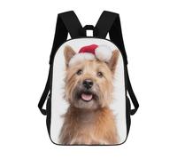 sinyumoney Norwich Terrier Dog with Santa Hat Portrait Mochilas Infantiles Impresas En 3D Para Niños, Mochilas Escolares De Moda, Mochilas De Viaje, Mochilas Escolares Para Niños De Primaria 17inch