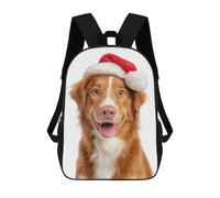 sinyumoney Nova Scotia Duck Tolling Retriever Dog with Santa Hat Portrait Mochila Ligera Informal Para El Día A Día, Mochila Escolar Para Hombres/mujeres 17inch